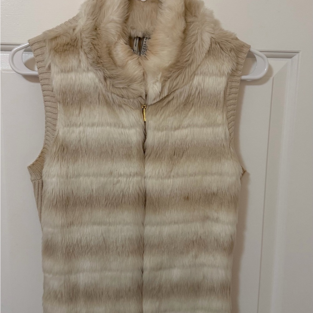 Guess Cream Faux Fur Vest